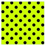 Polka Dots - Black on Fluorescent Yellow Large Satin Scarf (Square)