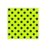 Polka Dots - Black on Fluorescent Yellow Satin Bandana Scarf