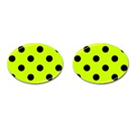Polka Dots - Black on Fluorescent Yellow Cufflinks (Oval)