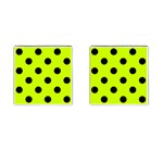 Polka Dots - Black on Fluorescent Yellow Cufflinks (Square)