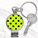 Polka Dots - Black on Fluorescent Yellow Nail Clippers Key Chain
