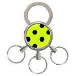 Polka Dots - Black on Fluorescent Yellow 3-Ring Key Chain