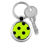 Polka Dots - Black on Fluorescent Yellow Key Chain (Round)