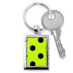 Polka Dots - Black on Fluorescent Yellow Key Chain (Rectangle)
