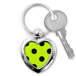 Polka Dots - Black on Fluorescent Yellow Key Chain (Heart)