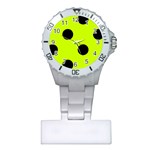 Polka Dots - Black on Fluorescent Yellow Nurses Watch