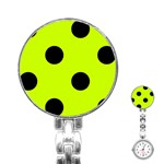 Polka Dots - Black on Fluorescent Yellow Stainless Steel Nurses Watch