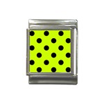 Polka Dots - Black on Fluorescent Yellow Italian Charm (13mm)