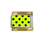 Polka Dots - Black on Fluorescent Yellow Gold Trim Italian Charm (9mm)