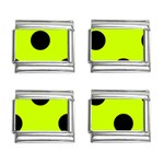 Polka Dots - Black on Fluorescent Yellow 9mm Italian Charm (4 pack)