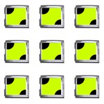 Polka Dots - Black on Fluorescent Yellow Mega Link Italian Charm (9 pack)