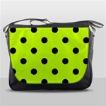 Polka Dots - Black on Fluorescent Yellow Messenger Bag