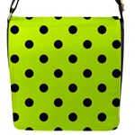 Polka Dots - Black on Fluorescent Yellow Flap Closure Messenger Bag (S)