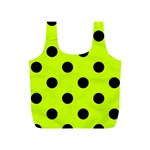 Polka Dots - Black on Fluorescent Yellow Full Print Recycle Bag (S)