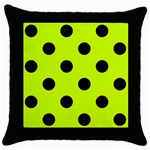 Polka Dots - Black on Fluorescent Yellow Throw Pillow Case (Black)