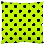 Polka Dots - Black on Fluorescent Yellow Large Cushion Case (Two Sides)