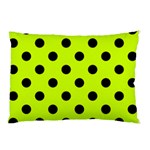 Polka Dots - Black on Fluorescent Yellow Pillow Case (One Side)