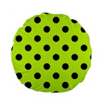Polka Dots - Black on Fluorescent Yellow Standard 15  Premium Round Cushion