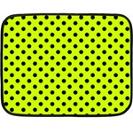 Polka Dots - Black on Fluorescent Yellow Double Sided Fleece Blanket (Mini)