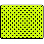 Polka Dots - Black on Fluorescent Yellow Fleece Blanket (Medium) (One Side)
