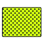 Polka Dots - Black on Fluorescent Yellow Fleece Blanket (Small) (One Side)