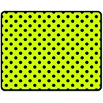 Polka Dots - Black on Fluorescent Yellow Double Sided Fleece Blanket (Medium) (Two Sides)