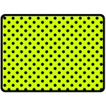 Polka Dots - Black on Fluorescent Yellow Double Sided Fleece Blanket (Large) (Two Sides)