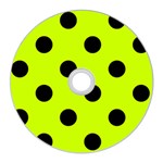 Polka Dots - Black on Fluorescent Yellow CD Wall Clock