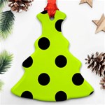 Polka Dots - Black on Fluorescent Yellow Christmas Tree Ornament (Two Sides)