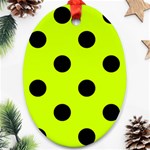 Polka Dots - Black on Fluorescent Yellow Oval Ornament (Two Sides)