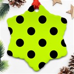Polka Dots - Black on Fluorescent Yellow Ornament (Snowflake)