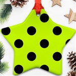Polka Dots - Black on Fluorescent Yellow Ornament (Star)
