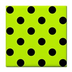 Polka Dots - Black on Fluorescent Yellow Tile Coaster