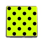 Polka Dots - Black on Fluorescent Yellow Memory Card Reader (Square)