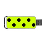 Polka Dots - Black on Fluorescent Yellow Portable USB Flash (One Side)