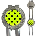 Polka Dots - Black on Fluorescent Yellow 3-in-1 Golf Divot