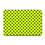Polka Dots - Black on Fluorescent Yellow Small Doormat