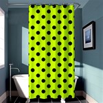 Polka Dots - Black on Fluorescent Yellow Shower Curtain 36  x 72  (Stall)