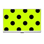 Polka Dots - Black on Fluorescent Yellow Business Card Holder