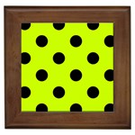 Polka Dots - Black on Fluorescent Yellow Framed Tile