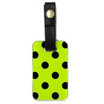 Polka Dots - Black on Fluorescent Yellow Luggage Tag (One Side)
