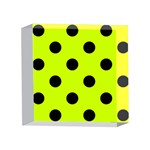 Polka Dots - Black on Fluorescent Yellow 4 x 4  Acrylic Photo Block