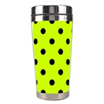 Polka Dots - Black on Fluorescent Yellow Stainless Steel Travel Tumbler
