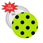 Polka Dots - Black on Fluorescent Yellow 2.25  Button (10 pack)