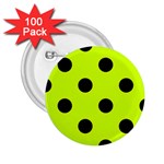 Polka Dots - Black on Fluorescent Yellow 2.25  Button (100 pack)