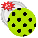 Polka Dots - Black on Fluorescent Yellow 3  Button (100 pack)