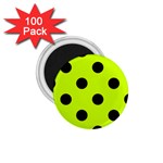Polka Dots - Black on Fluorescent Yellow 1.75  Magnet (100 pack)