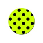 Polka Dots - Black on Fluorescent Yellow Magnet 3  (Round)