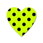 Polka Dots - Black on Fluorescent Yellow Magnet (Heart)