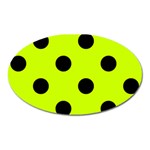 Polka Dots - Black on Fluorescent Yellow Magnet (Oval)